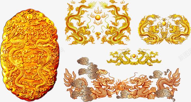金色双龙png免抠素材_新图网 https://ixintu.com 中国风 双龙戏珠 龙