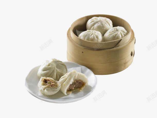 美味肉包子png免抠素材_新图网 https://ixintu.com 下午茶 包子 实物 盘子 美食 肉 蒸笼