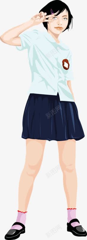 比V的白衣女子png免抠素材_新图网 https://ixintu.com 女孩 白色 短发 裙子