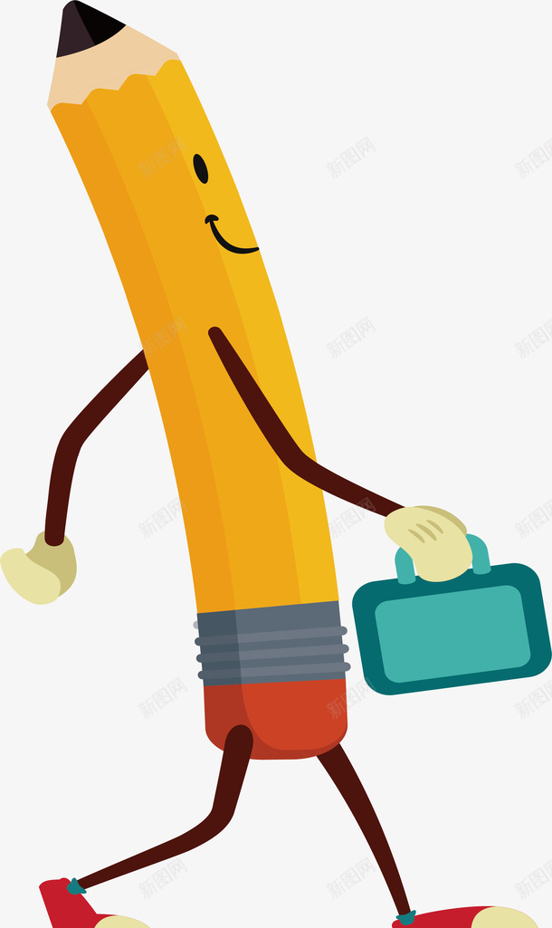 走路的卡通铅笔矢量图eps免抠素材_新图网 https://ixintu.com 卡通铅笔 微笑铅笔 矢量png 矢量图 走路的铅笔 踱步 铅笔 黄色铅笔