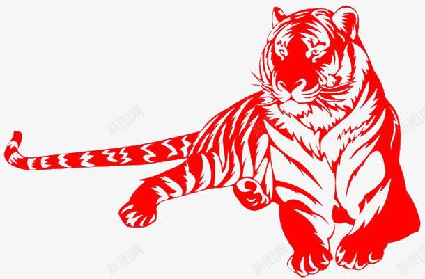 手绘红色老虎png免抠素材_新图网 https://ixintu.com 中国风 手绘老虎 老虎
