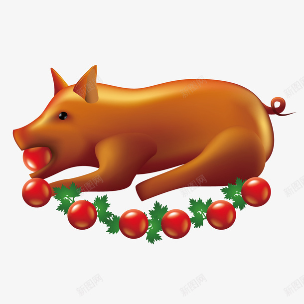 美味番茄烤乳猪矢量图ai免抠素材_新图网 https://ixintu.com 乳猪 卡通乳猪 番茄 矢量图 美味