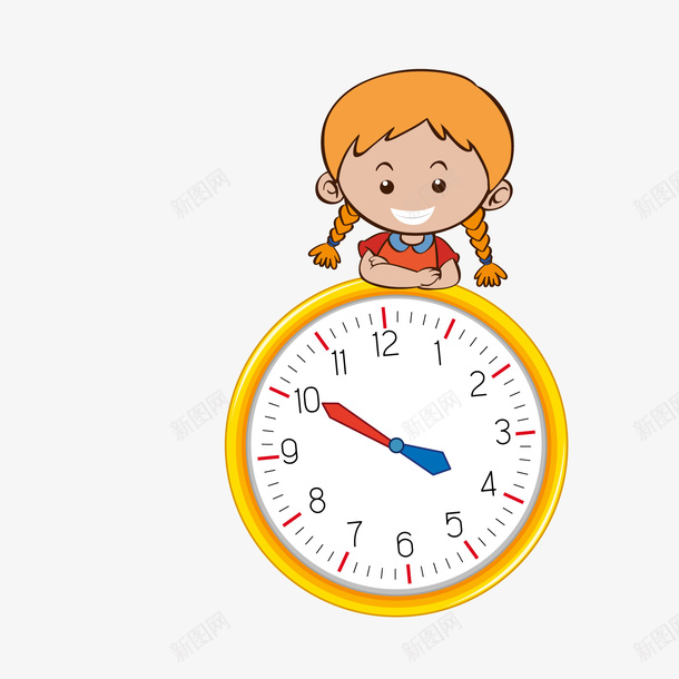 黄白红色卡通女孩时钟矢量图ai免抠素材_新图网 https://ixintu.com 卡通 女孩 时钟 白色 蓝色 黄色 黄色时钟 矢量图