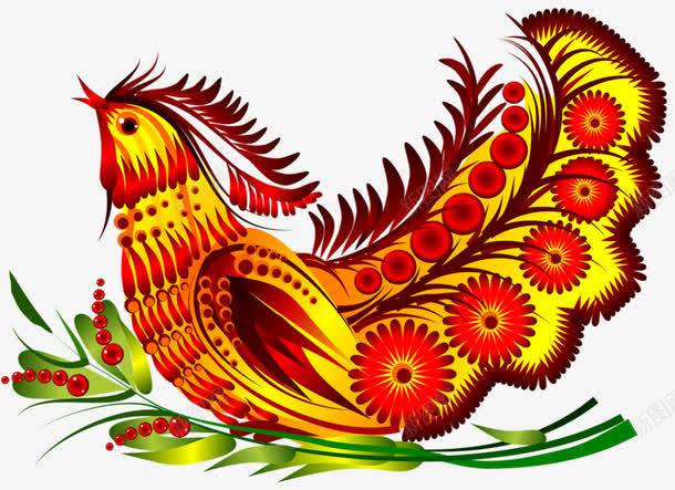 手绘动物png免抠素材_新图网 https://ixintu.com 公鸡 剪纸艺术 节日元素 金鸡贺岁
