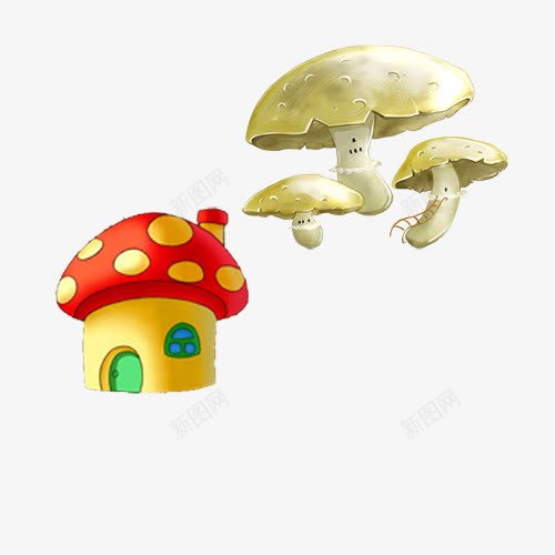 卡通屋和蘑菇png免抠素材_新图网 https://ixintu.com 卡通 卡通屋 屋子 蘑菇 蘑菇卡通