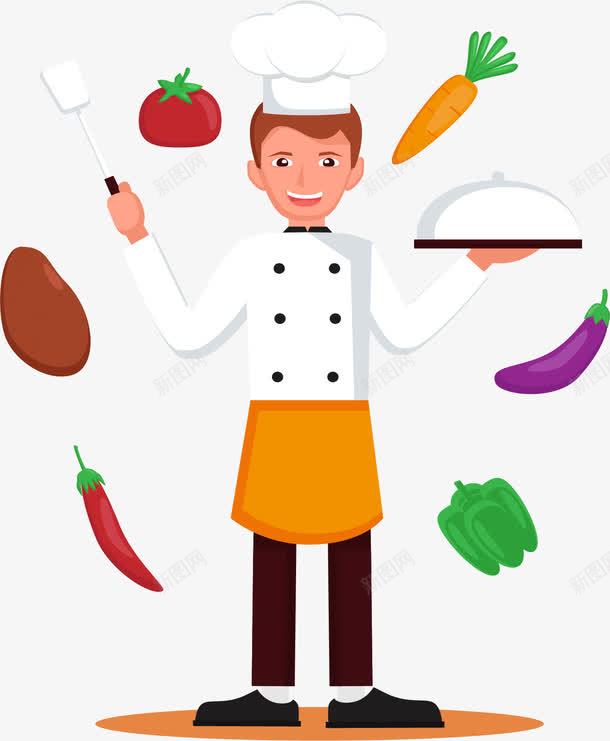 表演厨艺的大厨png免抠素材_新图网 https://ixintu.com foodie 厨师 厨艺大赛 矢量素材 美食家 美食节目 表演厨艺