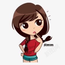 红色卡通女思考大眼睛png免抠素材_新图网 https://ixintu.com 卡通 思考 眼睛 红色