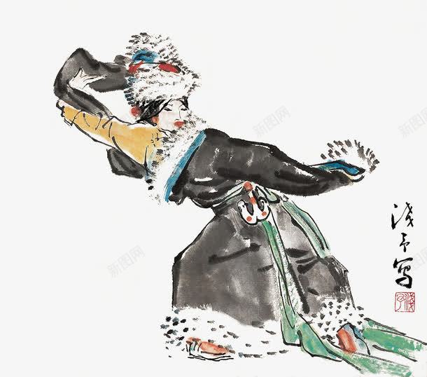 国画藏族舞蹈png免抠素材_新图网 https://ixintu.com 国画 舞蹈 藏民 风情