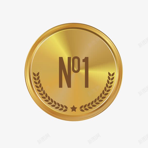 金色NO1金牌奖章png免抠素材_新图网 https://ixintu.com 奖章 矢量奖章 金牌 金色 金色矢量