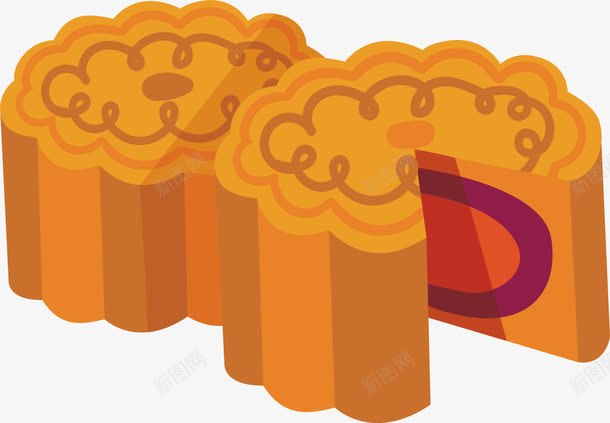 两块美味月饼png免抠素材_新图网 https://ixintu.com 中秋月饼 中秋节 月饼 矢量png 美味月饼 蛋黄月饼