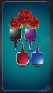 红色玫瑰花对话框标签促销海报背景矢量图背景