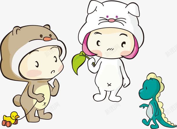 可爱的卡通儿童与小恐龙png免抠素材_新图网 https://ixintu.com 人物 人物插画 卡通人物 卡通儿童 卡通插画 小恐龙 矢量人物