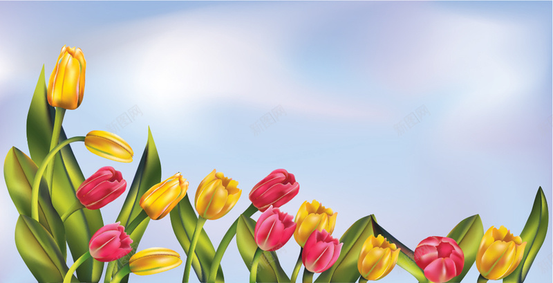花卉背景矢量图ai设计背景_新图网 https://ixintu.com 红色 纹理 花卉 装饰 设计 质感 黄色 矢量图