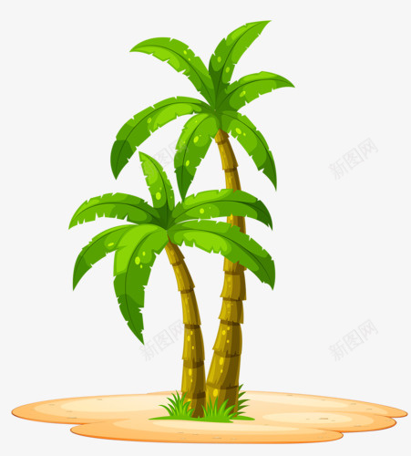 手绘沙滩上的椰子树png免抠素材_新图网 https://ixintu.com 手绘 椰子树 沙滩