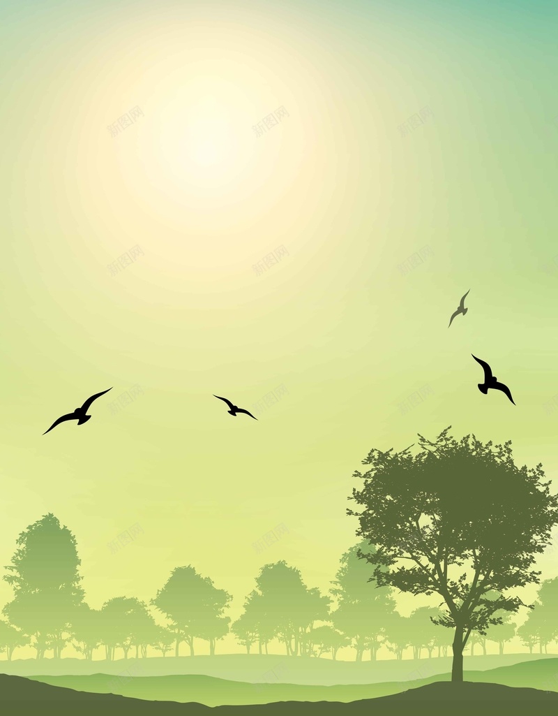 风景梦幻公益森林剪影背景psd设计背景_新图网 https://ixintu.com 公益 剪影 树林 梦幻 森林 清新 简约 绿色背景 背景 风景