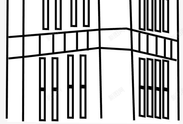 手绘黑色建筑png免抠素材_新图网 https://ixintu.com 免抠PNG 屋顶 建筑 手绘 时钟 线条 黑色