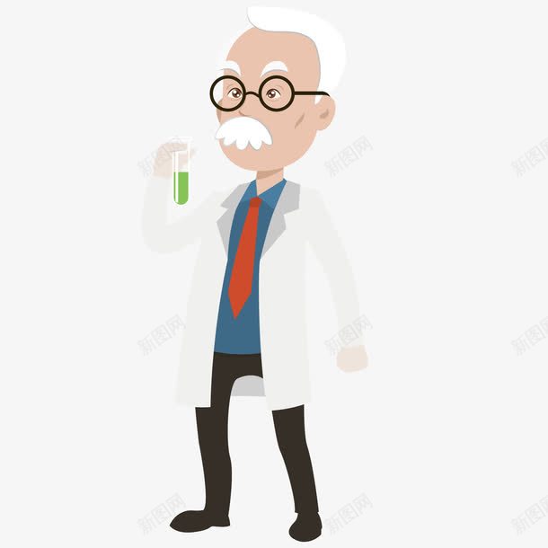 化学实验png免抠素材_新图网 https://ixintu.com 白大褂 白衣 科学 老者