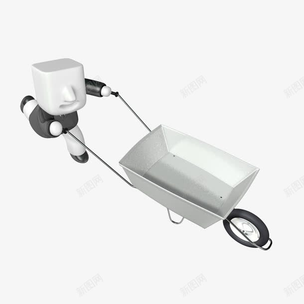 辛苦的工人png免抠素材_新图网 https://ixintu.com 工地工人 推车 方头小人