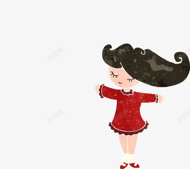 手绘人物闭眼的女孩插画png免抠素材_新图网 https://ixintu.com 人物 创意 卡通 唯美 女孩 手绘 裙子 闭眼