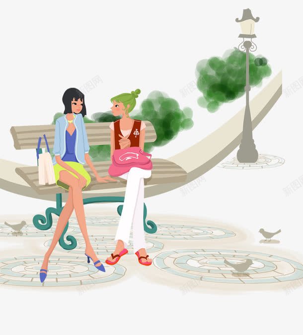 在公园休息的人png免抠素材_新图网 https://ixintu.com 公园休息 可爱 女孩 聚会