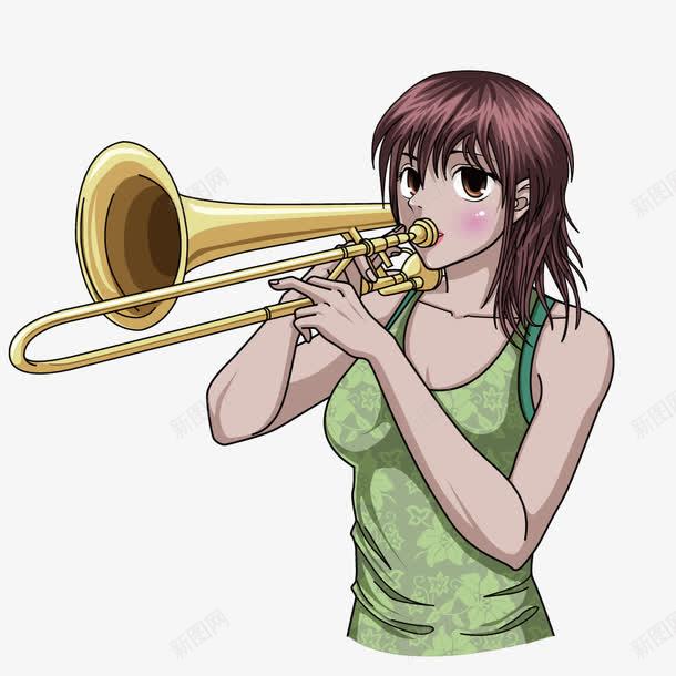 吹唢呐的女子png免抠素材_新图网 https://ixintu.com 乐器 唢呐 女子