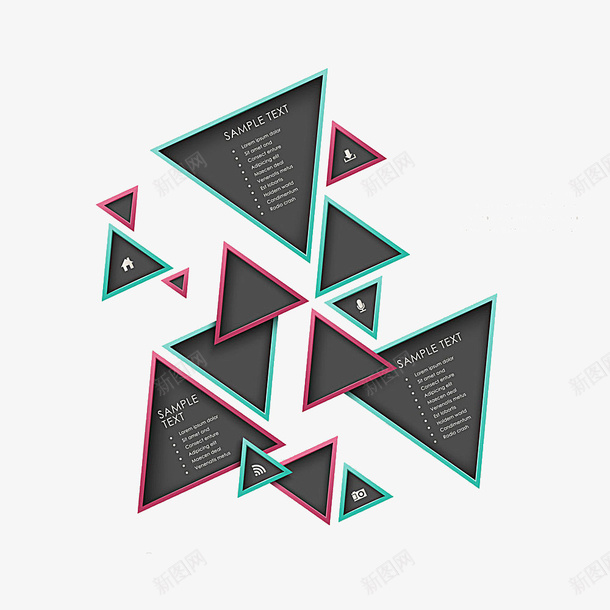 彩色边框三角形信息图psd免抠素材_新图网 https://ixintu.com 三角形信息图 三角形信息素材 彩色信息图 彩色边框三角形信息