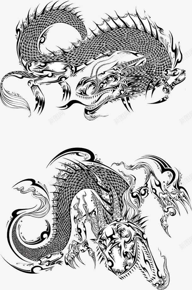 龙图案图腾png免抠素材_新图网 https://ixintu.com 中国龙 古代纹样 图腾 祥龙图案 龙图案 龙纹