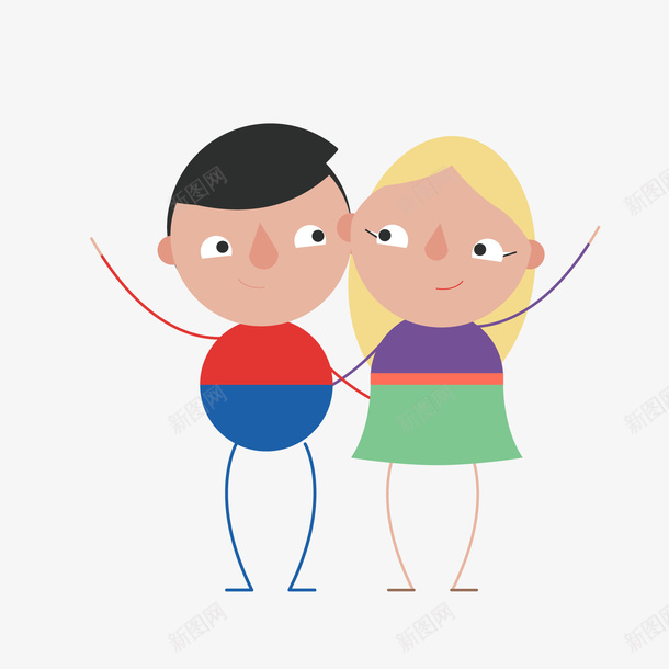 卡通男孩女孩人物png免抠素材_新图网 https://ixintu.com 卡通人物 卡通情侣 卡通男孩女孩 背景装饰