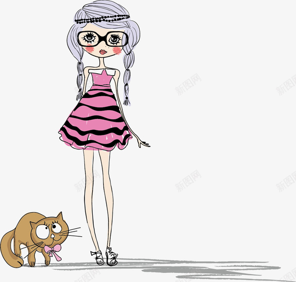 可爱卡通时尚女孩矢量图ai免抠素材_新图网 https://ixintu.com 卡通女孩 可爱卡通时尚女孩 矢量素材 矢量图