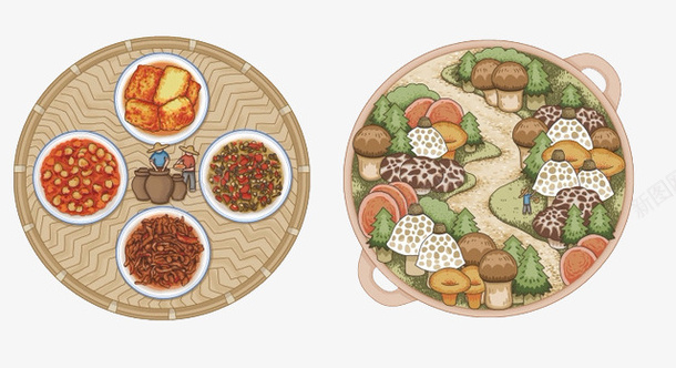 食物png免抠素材_新图网 https://ixintu.com 圆形 手绘 蔬菜 装饰画 食物