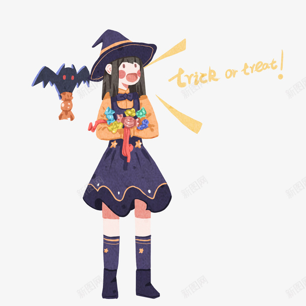 手绘万圣节女巫歌唱插画psd免抠素材_新图网 https://ixintu.com 万圣节 女巫 手绘 歌唱插画素材