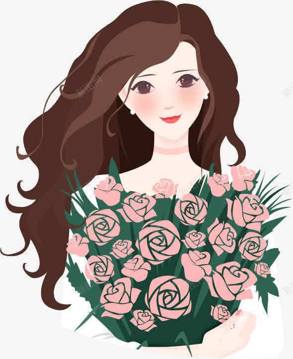 手绘花朵服装长发美女png免抠素材_新图网 https://ixintu.com 服装 美女 花朵 长发