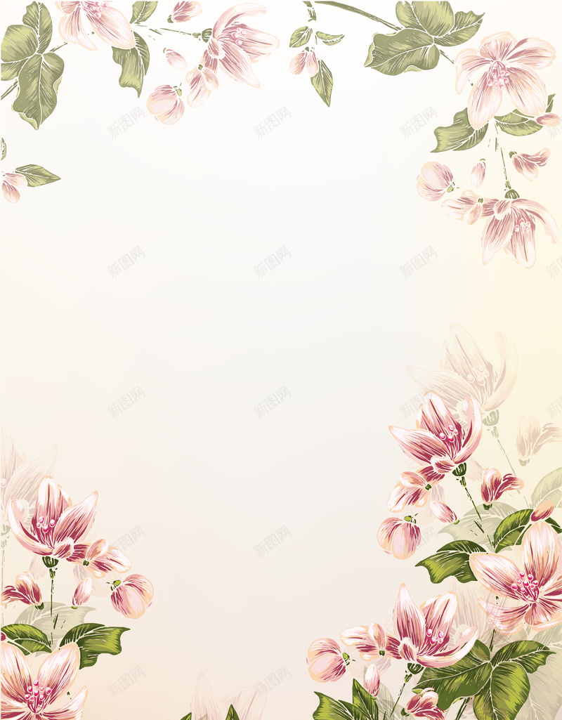 小清新复古花背景矢量图ai设计背景_新图网 https://ixintu.com 清晰 粉色 背景 花 矢量图