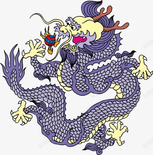 手绘紫色中国龙腾png免抠素材_新图网 https://ixintu.com PNG素材 中国风 中国龙 手绘 紫色 龙腾
