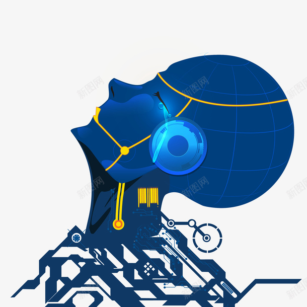 商务科技人头矢量图eps免抠素材_新图网 https://ixintu.com 人头素材 商务人头 大脑 矢量人头 科技人头 矢量图