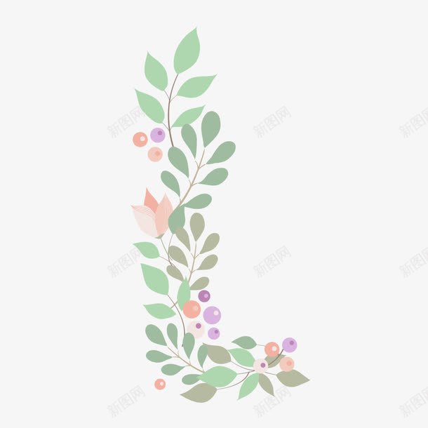 植物绿叶花朵字母Lpng免抠素材_新图网 https://ixintu.com 大写字母 字母 字母L 树叶 植物字母 绿叶 花朵字母