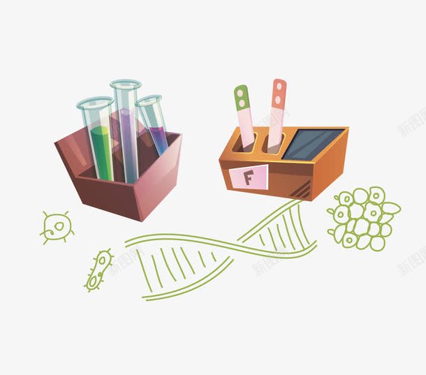 染色体和细胞矢量图ai免抠素材_新图网 https://ixintu.com 染色体 矢量化学用品 细胞 试管 矢量图