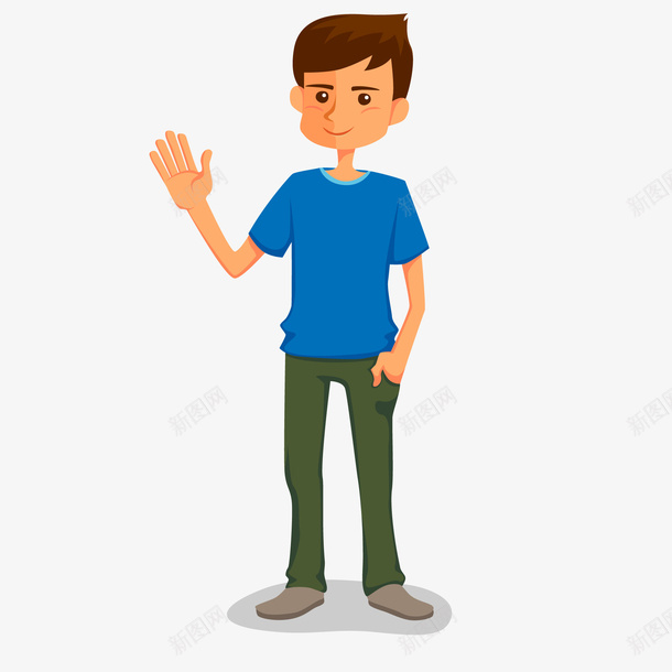 挥手的男孩人物矢量图ai免抠素材_新图网 https://ixintu.com 人物设计 卡通 挥手 男孩 男性人物 矢量图