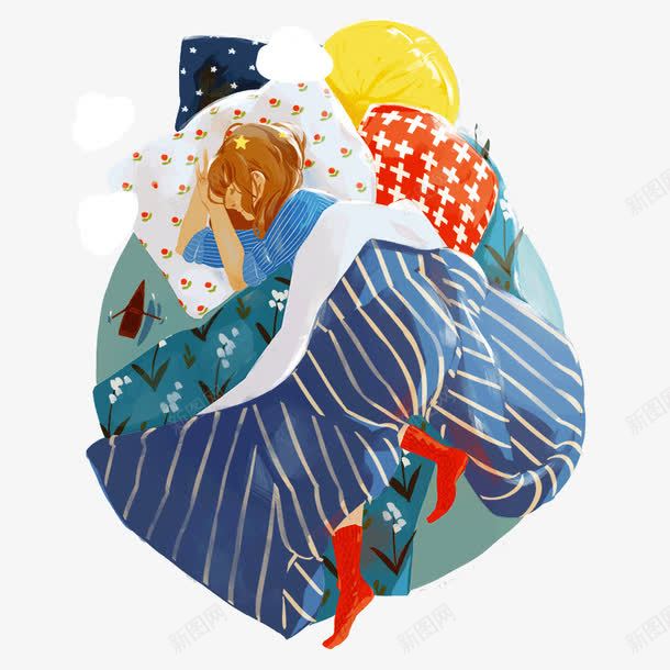 手绘睡觉的女孩png免抠素材_新图网 https://ixintu.com 女孩 女孩素材 手绘 睡觉