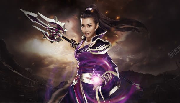 紫衣武侠人物插画jpg设计背景_新图网 https://ixintu.com 人物 古典 插画 武侠