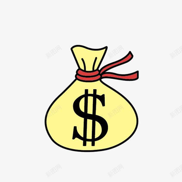 卡通美金钱袋png免抠素材_新图网 https://ixintu.com 卡通美金 卡通钱袋 手绘卡通 美金钱袋