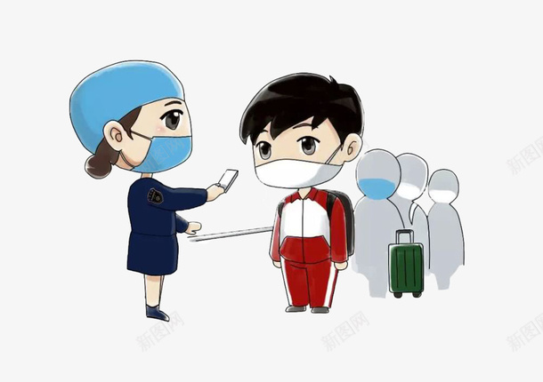 疫情配合工作psd免抠素材_新图网 https://ixintu.com 戴口罩 测量体温 疫情 配合工作