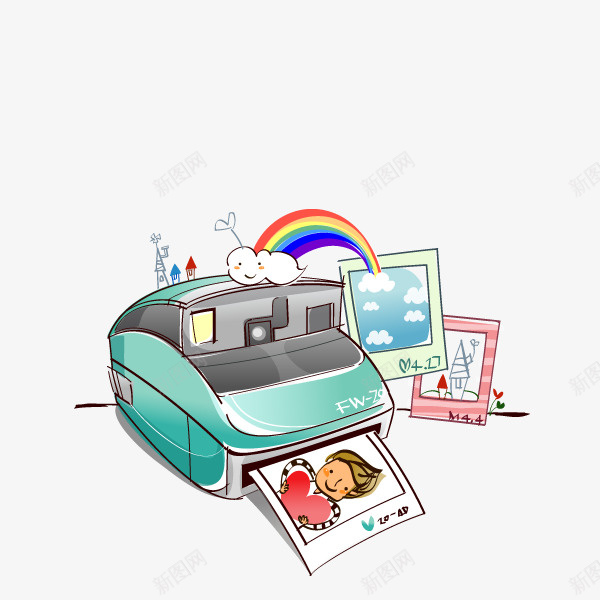 卡通打印机png免抠素材_新图网 https://ixintu.com 卡通素材 手绘素材 打印机 插画素材
