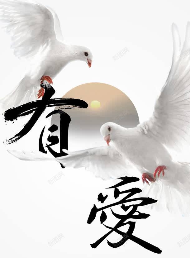 鸽子有爱psd免抠素材_新图网 https://ixintu.com 字体 设计 透明 鸽子