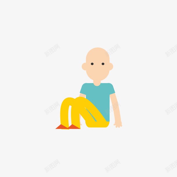 坐着的光头男孩png免抠素材_新图网 https://ixintu.com 光头 坐着 男孩 矢量男孩 蓝色 黄色