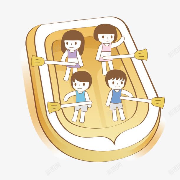 划皮艇的小朋友png免抠素材_新图网 https://ixintu.com 卡通 小朋友 插画 皮艇