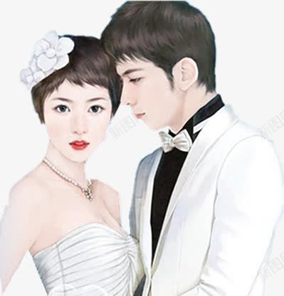 手绘的拍婚纱照的男女png免抠素材_新图网 https://ixintu.com 婚纱照 男女