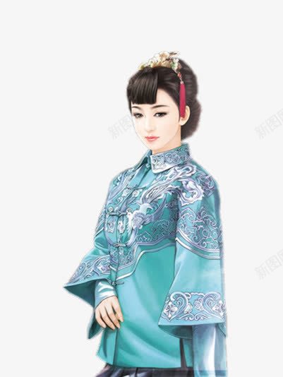 蓝色古典女子人物png免抠素材_新图网 https://ixintu.com 人物 古典 女子 蓝色