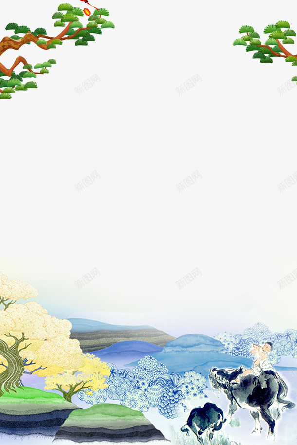 清明节水墨插画边框psd免抠素材_新图网 https://ixintu.com 中国风 传统节日 免抠 免抠下载 复古 手绘 水墨画 清明节 祭拜 艺术字 诗词