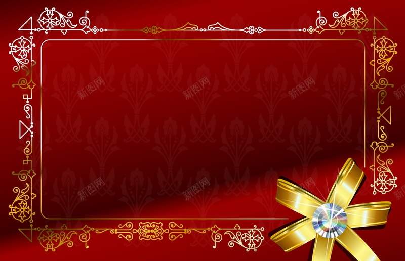 红色花纹礼结矢量图ai设计背景_新图网 https://ixintu.com 欧式 礼结 红色 花纹 边框 矢量图